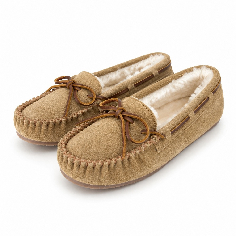 NEW Minnetonka Cally Moccasin Slipper Womens 9 Cinnamon Suede Faux Fur